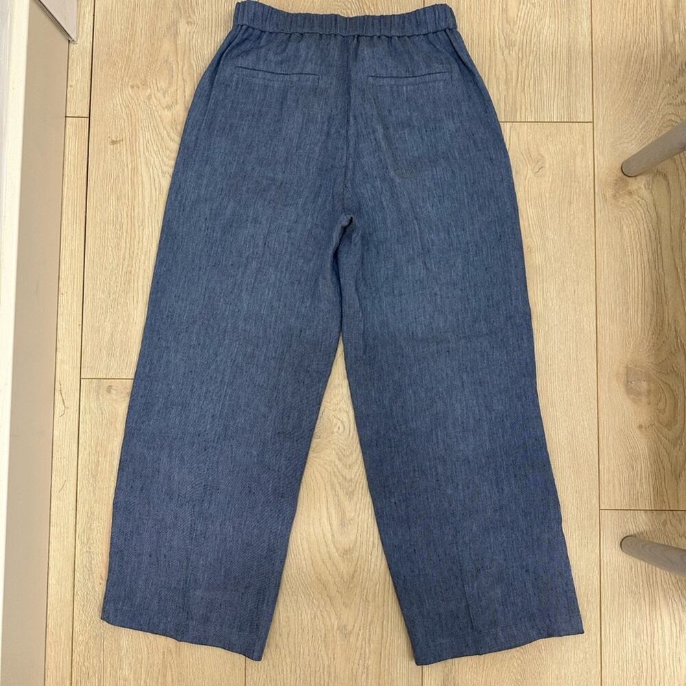 Theory Relaxed Pull-On Pant in Fluid Linen Size 0 Light Denim Blue - Picture 6 of 7